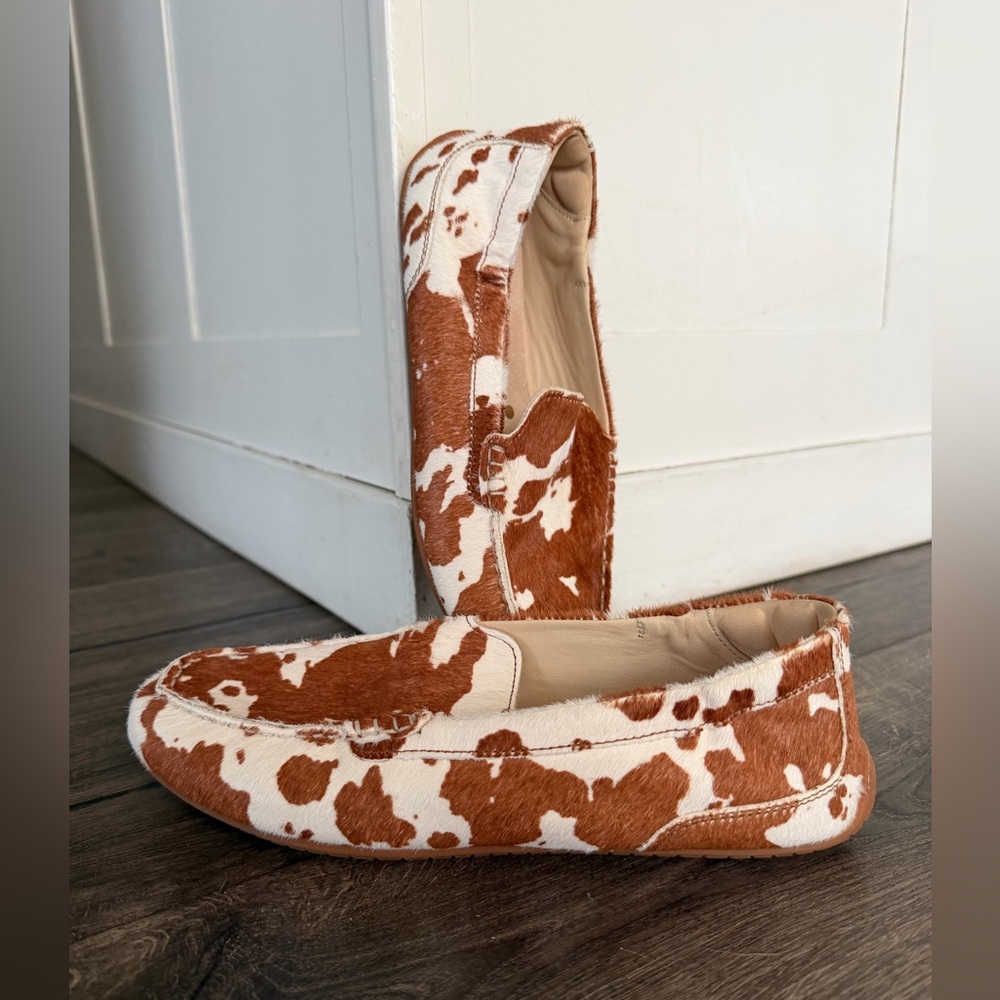 Hush Puppies Brown and White Cowprint Loafers - Picture 5 of 12